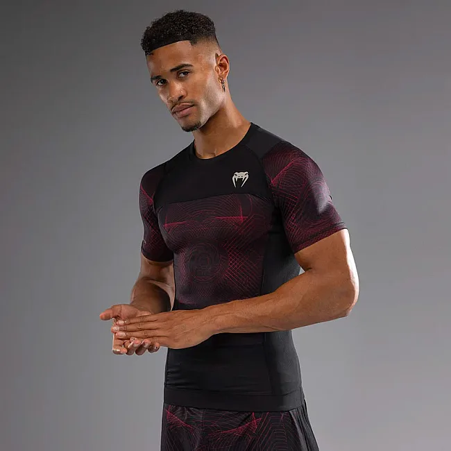 Рашгард VENUM G-Fit Air Mens Short Sleeve Deep Black Fire Red