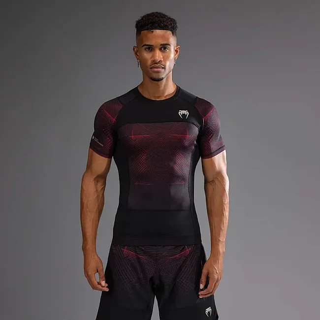 Рашгард VENUM G-Fit Air Mens Short Sleeve Deep Black Fire Red