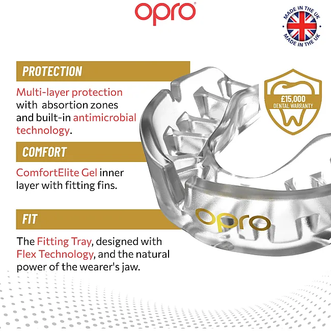 Капа для бокса OPRO Self-Fit GEN5 Gold Level Clear