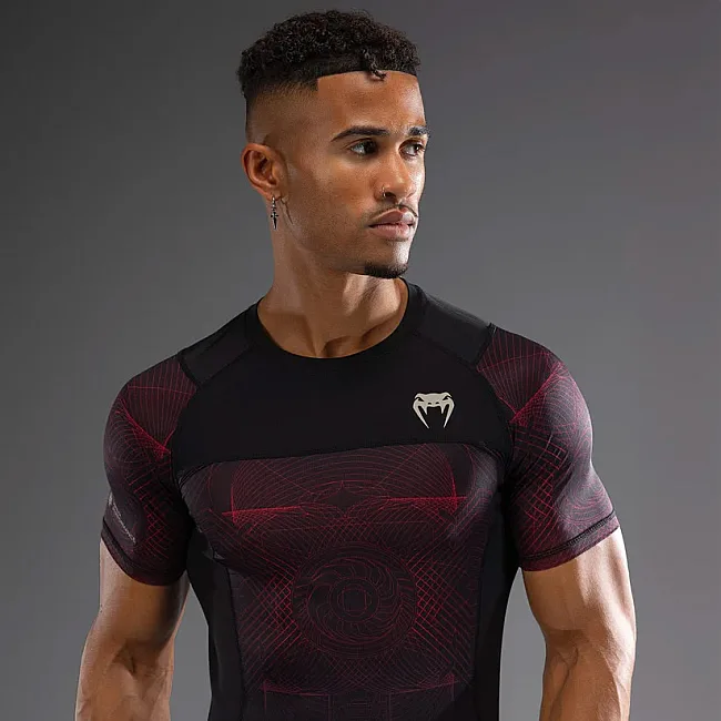 Рашгард VENUM G-Fit Air Mens Short Sleeve Deep Black Fire Red