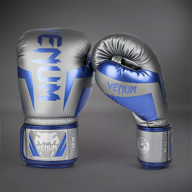 Рукавички для боксу VENUM Elite Grey Blue Silver