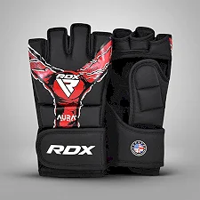 Перчатки для ММА RDX F-17 Aura Plus Grappling Black Red