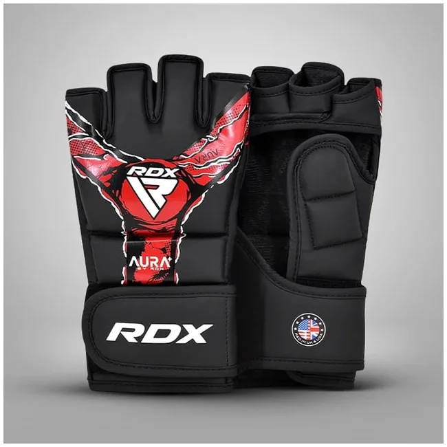 Перчатки для ММА RDX F-17 Aura Plus Grappling Black Red