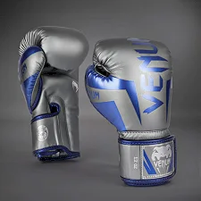 Перчатки для бокса VENUM Elite Grey Blue Silver