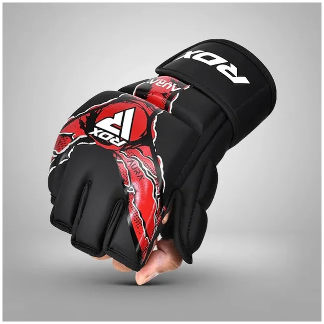 Перчатки для ММА RDX F-17 Aura Plus Grappling Black Red
