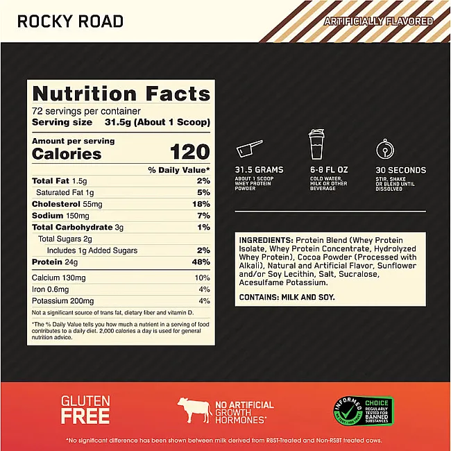 Сывороточный протеин Optimum Nutrition Gold Standard 100% Whey Rocky Road 2.27 кг