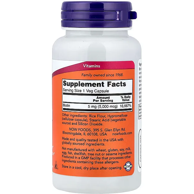 Биотин NOW Foods Biotin 5000 мкг 60 капс
