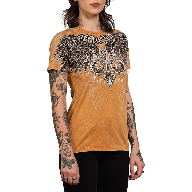 Футболка женская AFFLICTION Chrome Tee Copper Lava Wash