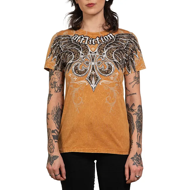 Футболка женская AFFLICTION Chrome Tee Copper Lava Wash