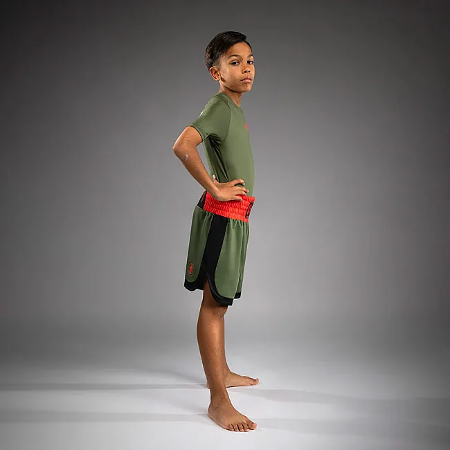 Шорты детские VENUM Classic Boxing Short Army Green Orange