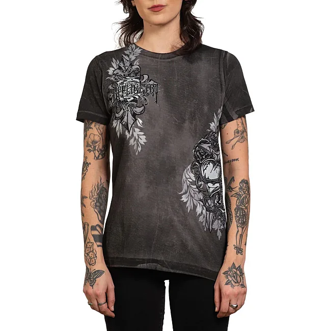 Футболка жіноча AFFLICTION Seductive Tee Charcoal
