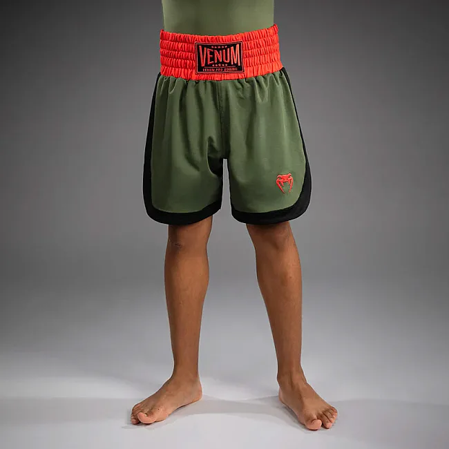 Шорты детские VENUM Classic Boxing Short Army Green Orange