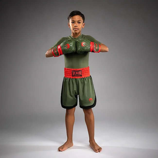 Шорты детские VENUM Classic Boxing Short Army Green Orange