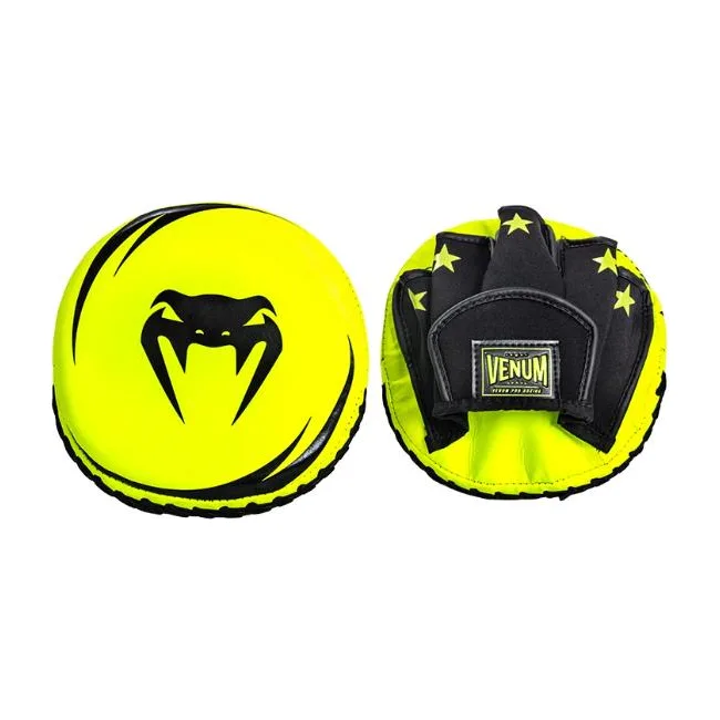 Лапы для бокса VENUM Elite Thick Coaching s Leather Mini (Pair) Neo Yellow Black