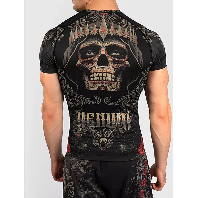 Рашгард VENUM Santa Muerte 5.0 Men's Short Sleeve Deep Black Gold