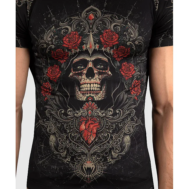 Рашгард VENUM Santa Muerte 5.0 Men's Short Sleeve Deep Black Gold