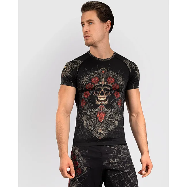 Рашгард VENUM Santa Muerte 5.0 Men's Short Sleeve Deep Black Gold