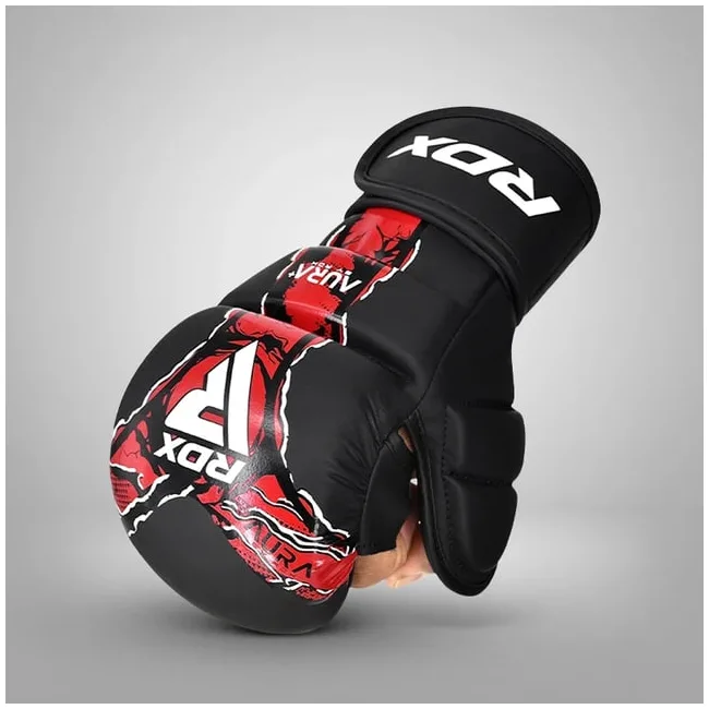 Перчатки для ММА RDX F-17 Aura Plus Grappling Shooter Black Red