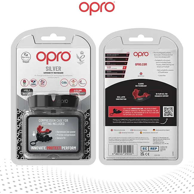 Капа для бокса OPRO GEN5 Silver Level Black Red