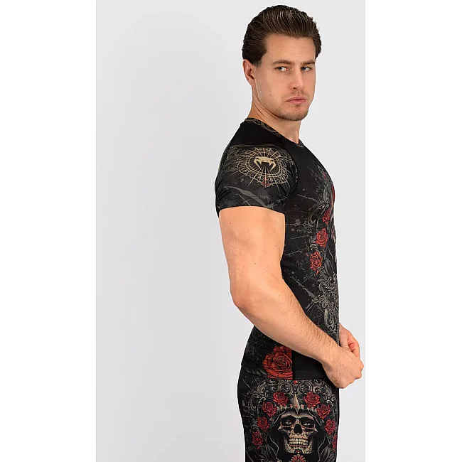 Рашгард VENUM Santa Muerte 5.0 Men's Short Sleeve Deep Black Gold