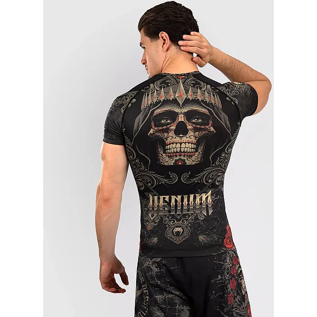 Рашгард VENUM Santa Muerte 5.0 Men's Short Sleeve Deep Black Gold