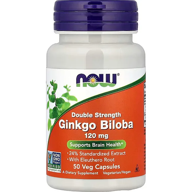 NOW Foods Ginkgo Biloba Double Strength 120 мг 50 капсул