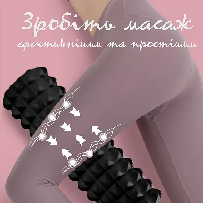 Массажный ролик (роллер) PowerPlay 4405 EVA Massage Roller Черный (33x12см.)