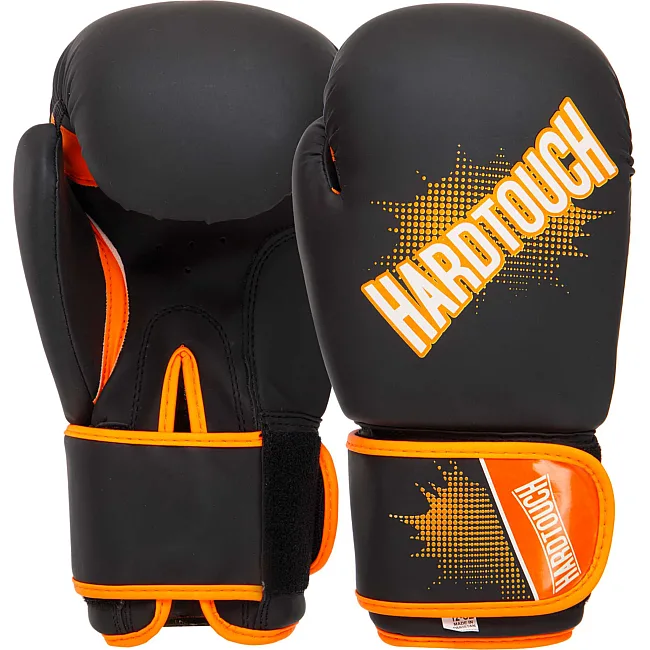 Рукавички для боксу PU HARD TOUCH BO-4432 (Чорно-жовтогарячий)