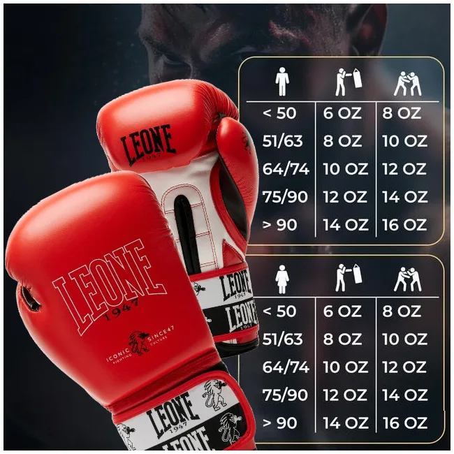 Боксерские перчатки Leone GN208 ICONIC Red (бинты 4м. в комплекте)