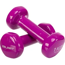 Гантели для фитнеса виниловые ZELART Beauty TA-5225-1 2шт 1кг (Фиолетовый)