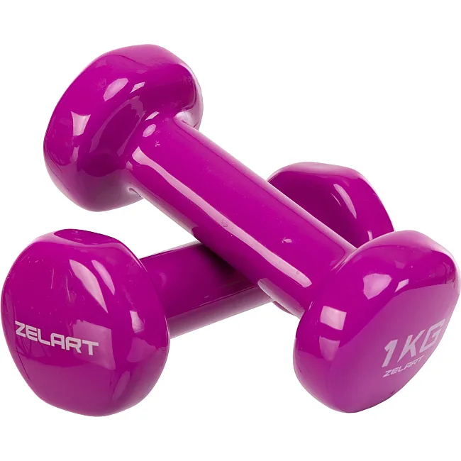 Гантели для фитнеса виниловые ZELART Beauty TA-5225-1 2шт 1кг (Фиолетовый)