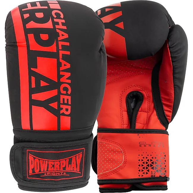 Боксерские перчатки PowerPlay 3086 Matt Challenger Черно-Красные