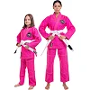 Кимоно для для бразильского джиу-джитсу BJJ женское розовое куртка штаны и пояс HARD TOUCH JJSL 130-160 см