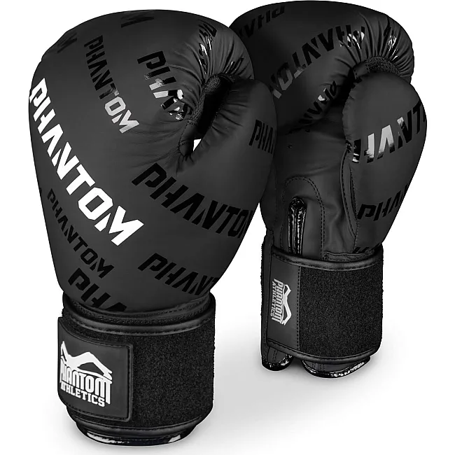 Боксерские перчатки Phantom APEX Velcro Black (Бинты 4м. в подарок)