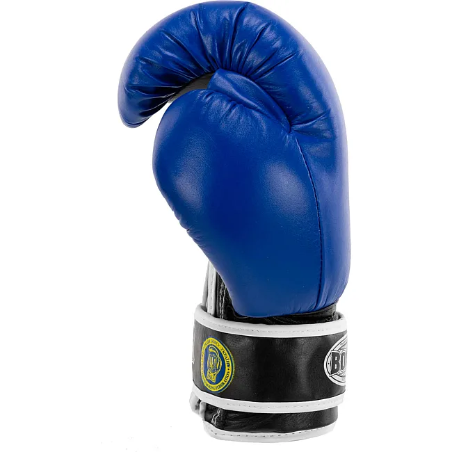 Распродажа! Перчатки для бокса профессиональные кожаные ФБУ BOXER Profi BO-2001 10-12унций (Синий-черный)