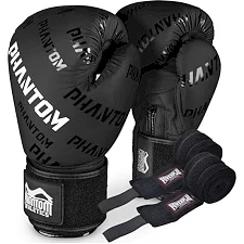 Боксерские перчатки Phantom APEX Velcro Black (Бинты 4м. в подарок)