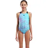 Купальник закрытый для девочек Arena MULTI COLOURS SWIMSUIT V BACK голубой, черный