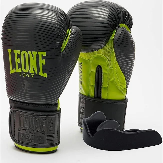 Боксерські рукавиці Leone GN313 WAVES Black (капу в комплекті)