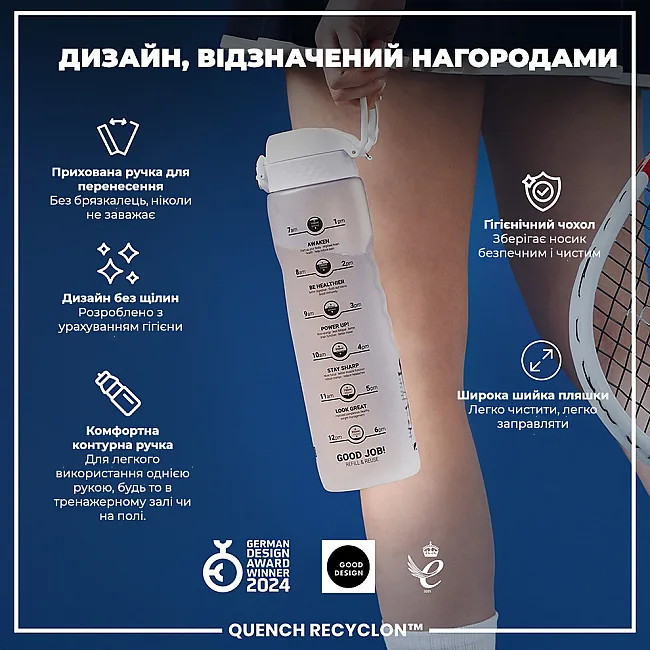 Бутылка для воды ION8 1000мл. (ЭКО бутылка) BPA Free, Times To Drink, BPA Free, Ice