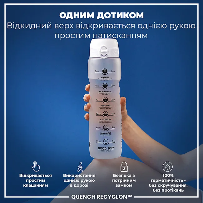 Бутылка для воды ION8 1000мл. (ЭКО бутылка) BPA Free, Times To Drink, BPA Free, Ice