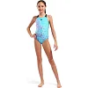Купальник закрытый для девочек Arena MULTI COLOURS SWIMSUIT V BACK голубой, черный