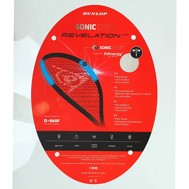 Розпродаж! Ракетка для сквошу юніорська 25" DUNLOP SONICCORE REVELATION JNR HQ DL103140 см40 11+років
