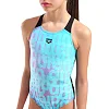 Купальник закрытый для девочек Arena MULTI COLOURS SWIMSUIT V BACK голубой, черный