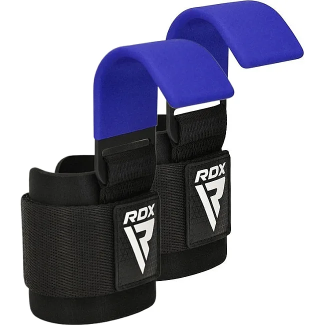Крюки для тяги на запястье RDX W5 Gym Hook Strap Blue Plus