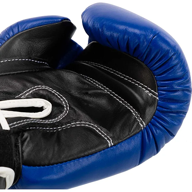Распродажа! Перчатки для бокса профессиональные кожаные ФБУ BOXER Profi BO-2001 10-12унций (Синий-черный)