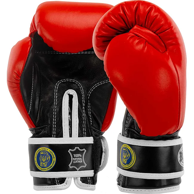 Распродажа! Перчатки для бокса профессиональные кожаные ФБУ BOXER Profi BO-2001 10-12унций (Синий-черный)