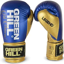 Боксерські рукавиці LEGEND PLATINUM Green Hill (сині/золоті)