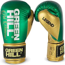 Боксерські рукавиці LEGEND PLATINUM Green Hill (зелені/золоті)