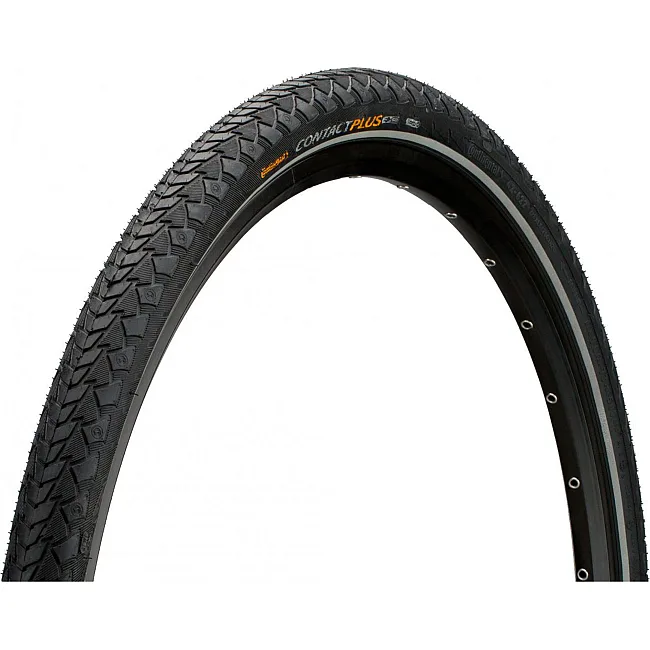 Покрышка на велосипед CONTINENTAL Contact Plus,28" | 700 x 47C (45C) | 28 x 1.75, черная, не складная, светоотражающая