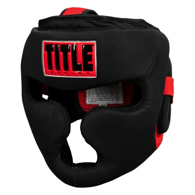 Шолом для боксу Title Leather Solar Black Red